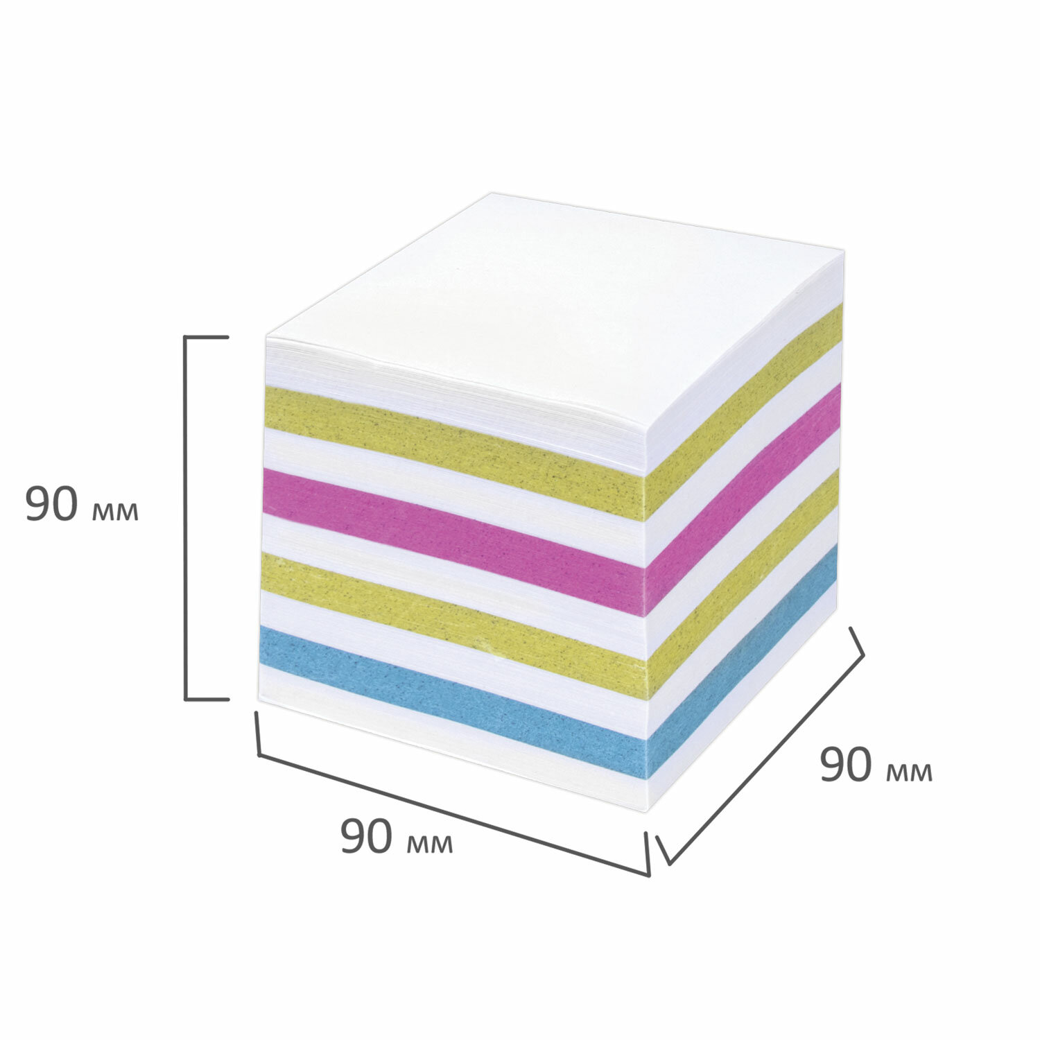 Блок для записей STAFF непроклеенный, куб 9*9*9, цветной, 126367