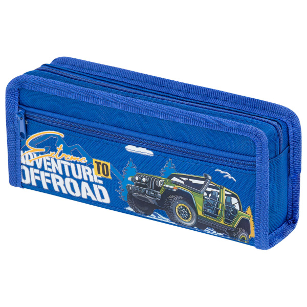Пенал ЮНЛАНДИЯ ЮНИОР, 2 отделения, полиэстер, "Offroad", 21х8х6 см, 273813