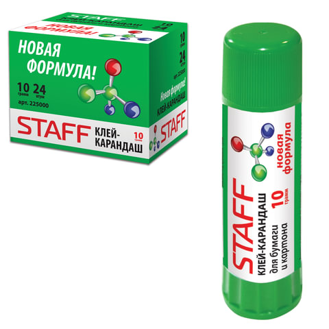 Клей-карандаш STAFF 10 г, новая формула, РОССИЯ, 225000