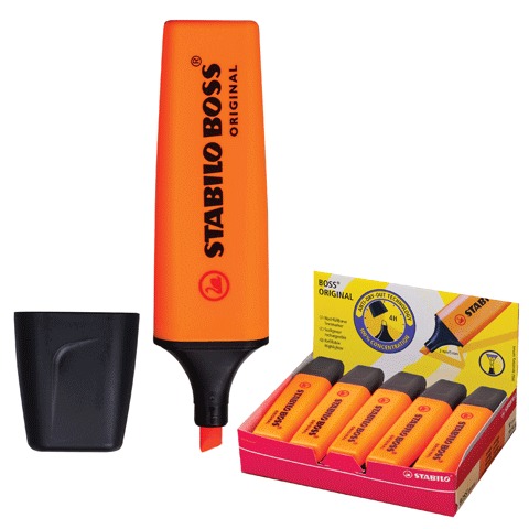 Текстмаркер STABILO "Boss", скошенный наконечник 2-5 мм, оранжевый, 70/54