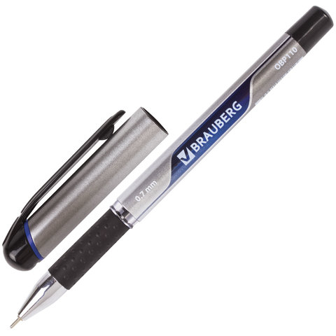 Ручка шариковая масляная BRAUBERG "Signature", корпус с печатью, узел 0,7 мм, линия 0,35 мм, синяя, 