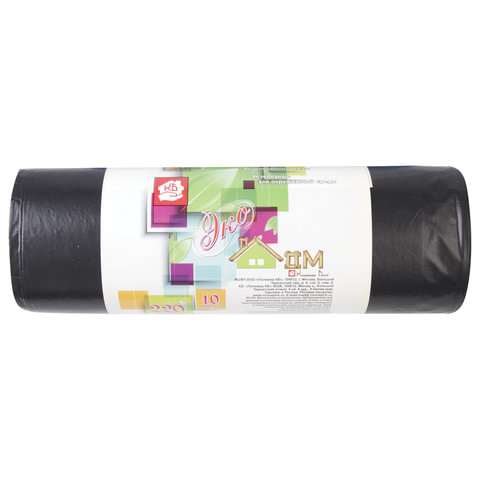 Мешки д/мусора 220л КБ "ЭкоДом" в рулоне 10 шт., ПВД, 29 мкм, 83х110 см, черные