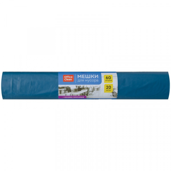 Мешки д/мусора 60л OfficeClean в рулоне 20шт. ПВД 25мкм, 60*70см, синие Мешки д/мусора 60л OfficeClean в рулоне 20шт. ПВД 25мкм, 60*70см, синие