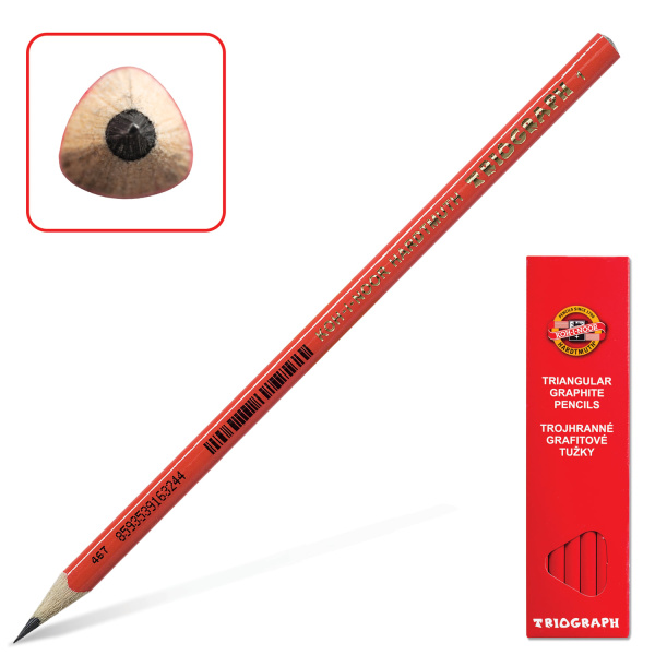 Каранд. ч/г  KOH-I-NOOR без ласт. корп.красный, трехгранный, заточ.1802/1