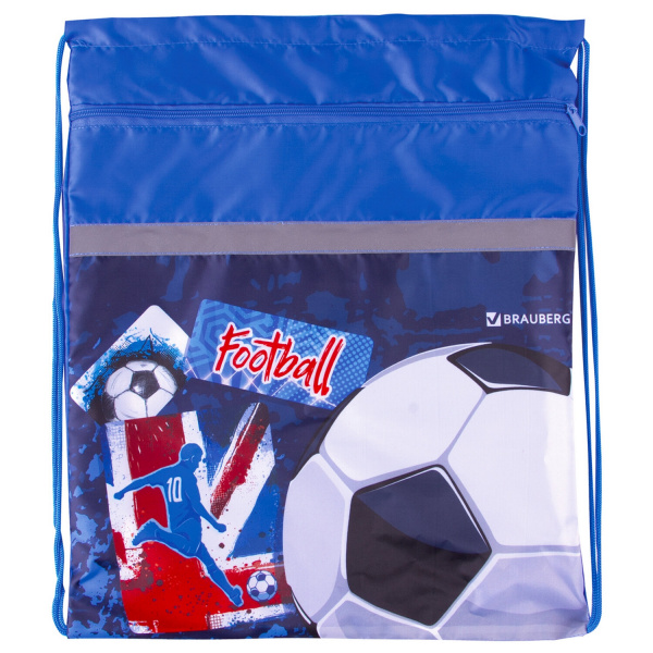 Мешок для обуви BRAUBERG, плотная, увеличенный размер, 49х41 см, Football, 229172