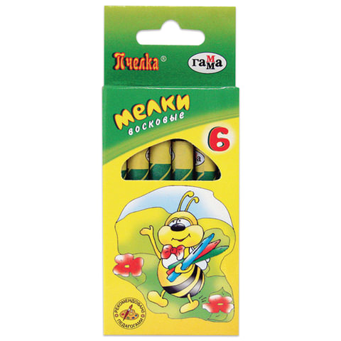 Восковые мелки утолщенные ГАММА "Пчелка", 6цв., 261101