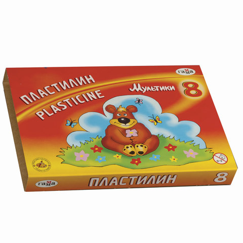 Пластилин ГАММА "Мультики",  8 цв., 160 г, со стеком, 280016/281016