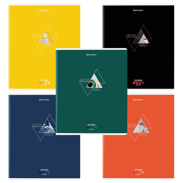 Тетрадь 48л. клетка BRAUBERG, скоба, глянцевый лак, "Smart" (микс в спайке)