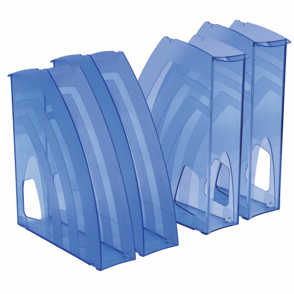 Лотки вертикальные для бумаг, КОМПЛЕКТ 4 шт., 240х70х270 мм, тонированный голубой, BRAUBERG "Ultra",