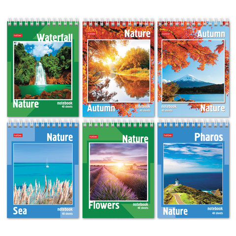 Блокнот А6,110*145,40л. "Хатбер",Пейзажи,евроспираль,40Б6Гр(В12307)