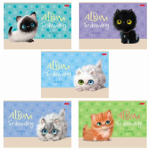 Альбом д/рис. А4 32л., скоба, обложка картон, ламинация, HATBER, 205х290мм, Кошарики (5вид), 32А4лВ