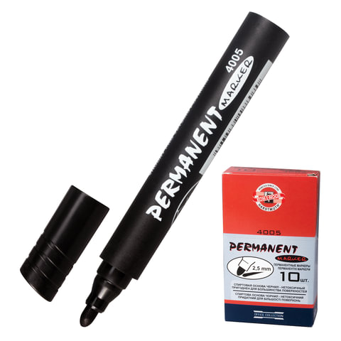 Маркер перманентный (нестираемый) KOH-I-NOOR круглый наконечник 2,5мм, черный, 7740053801KSRU