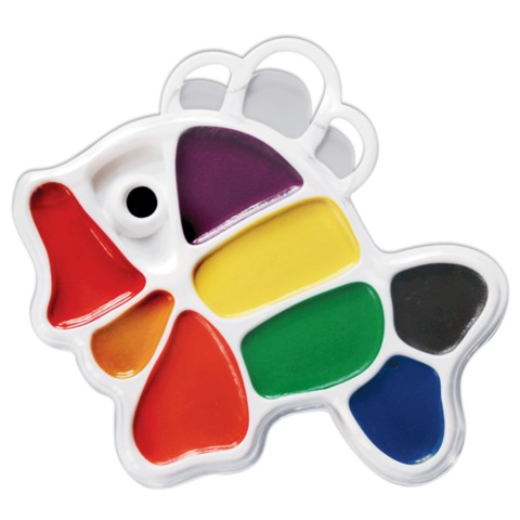 Краски акварельные фигурные ЛУЧ "Кроха", 9цв, "Рыбка", медовые, пласт. кор, без кисти, 12С828-08