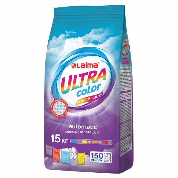 Стиральный порошок LAIMA автомат 15кг ULTRA Color, УЛУЧШЕННАЯ ФОРМУЛА, для всех типов тканей
