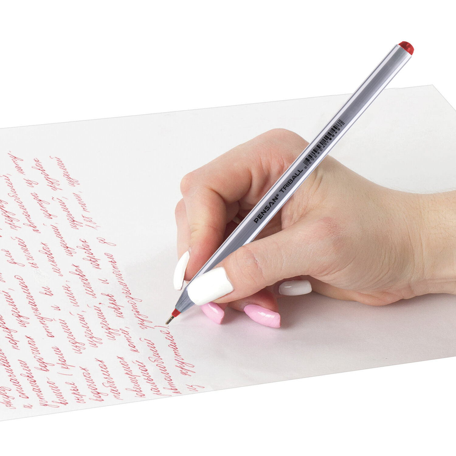 Ручка шариковая масляная PENSAN "Triball", КРАСНАЯ, трехгр, узел 1 мм, линия письма 0,5 мм, 1003/12