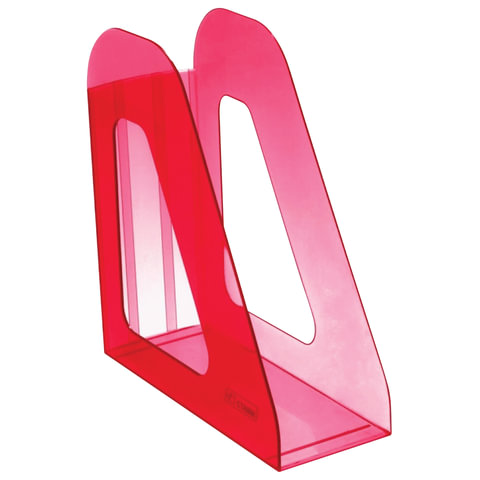 Лоток вертикальный для бумаг СТАММ "Фаворит", ширина 90 мм, тонированный темно-красный(вишня), ЛТ708