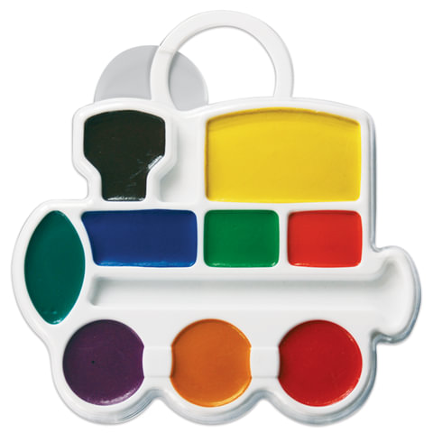 Краски акварельные фигурные ЛУЧ "Кроха", 9цв, "Паровозик", медовые, пласт. кор, без кисти, 11С683-08