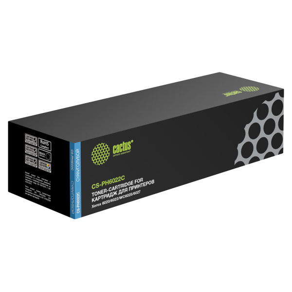 Картридж CACTUS (CS-PH6022C) для XEROX Phaser 6020/6022/WC6025/6027, голубой, ресурс 1000 с