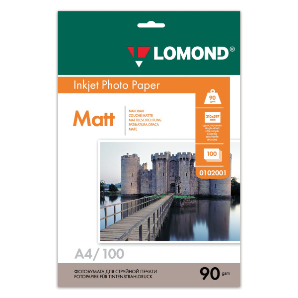 Фотобумага LOMOND д/струйной печати А4, 90г/м, 100л., односторонняя, матовая (0102001) Фотобумага LOMOND д/струйной печати А4, 90г/м, 100л., односторонняя, матовая (0102001)