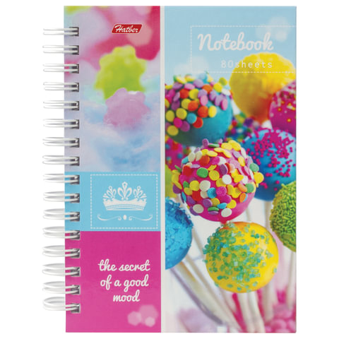 Блокнот МАЛЫЙ ФОРМАТ (105х145мм) А6, 80л, гребень, твердый, двойной, HATBER, Карамель, 80ЗКтд6В1гр