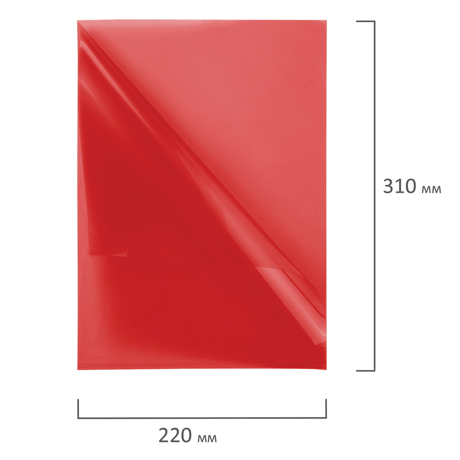 Папка-уголок BRAUBERG, красная 0,10мм, 223967