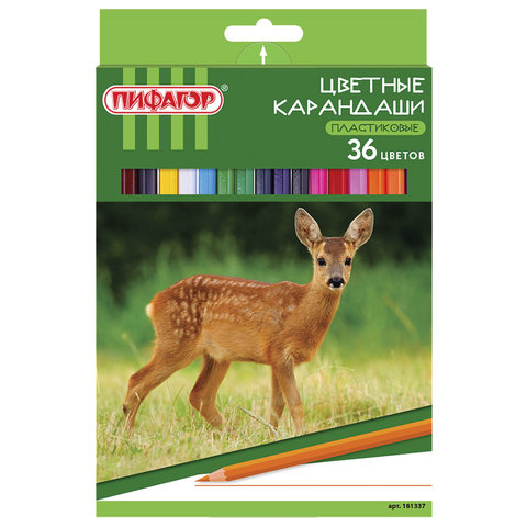 Карандаши цветные ПИФАГОР "ЛЕСНЫЕ ЖИТЕЛИ", 36 цв., пластиковые, классические заточенные, 181337