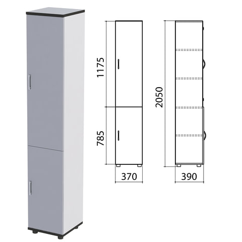 Шкаф закрытый "Монолит", 370х390х2050 мм, цвет серый (КОМПЛЕКТ) 