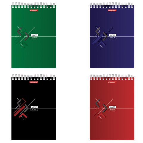 Блокнот А5 (146х205мм), 80л, гребень, картон, подложка, клетка, BRAUBERG, Стильный, 129818