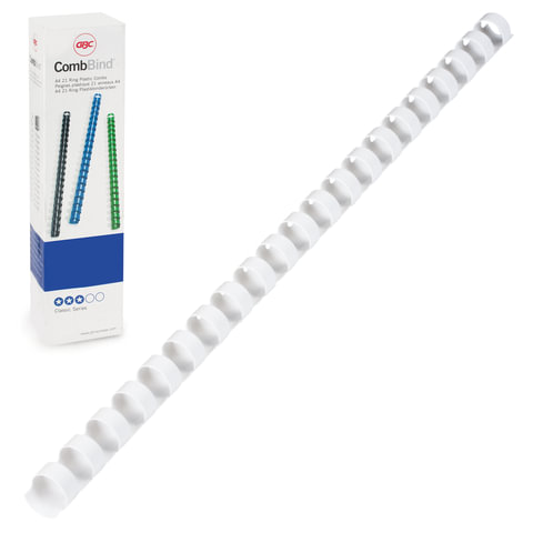 Пружины пласт. д/переплета GBC (ДжиБиСи, Англия), КОМПЛЕКТ 100шт, 12мм, на 66-95л, белые, 4028197