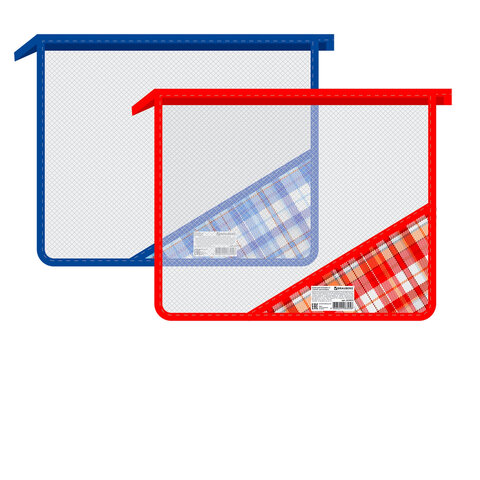 Папка для тетрадей BRAUBERG, А5, молния сверху, "Tartan" (Шотландка), цв.уголок, ассорти, 223953