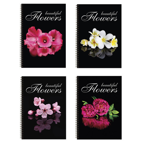 Тетрадь А4 96л. клетка на спирали BRAUBERG, обложка картон, КРАСИВЫЕ ЦВЕТЫ