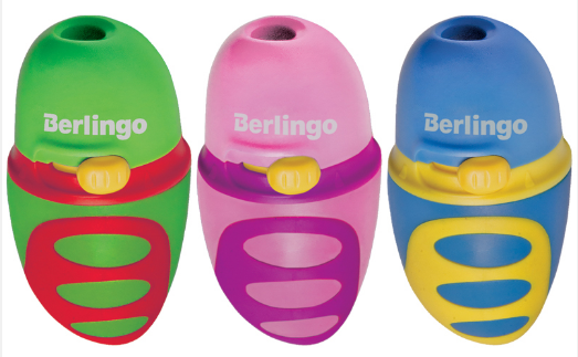 Точилка пластиковая Berlingo "Riddle" 1 отверстие, c регулятором заточки грифеля, контейнер, ассорти