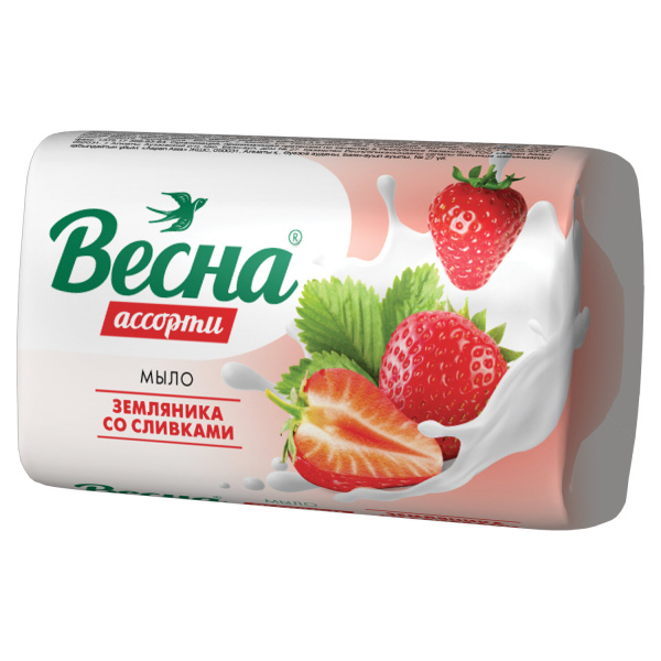 Мыло туалетное 90г ВЕСНА "Земляника со сливками", 6090