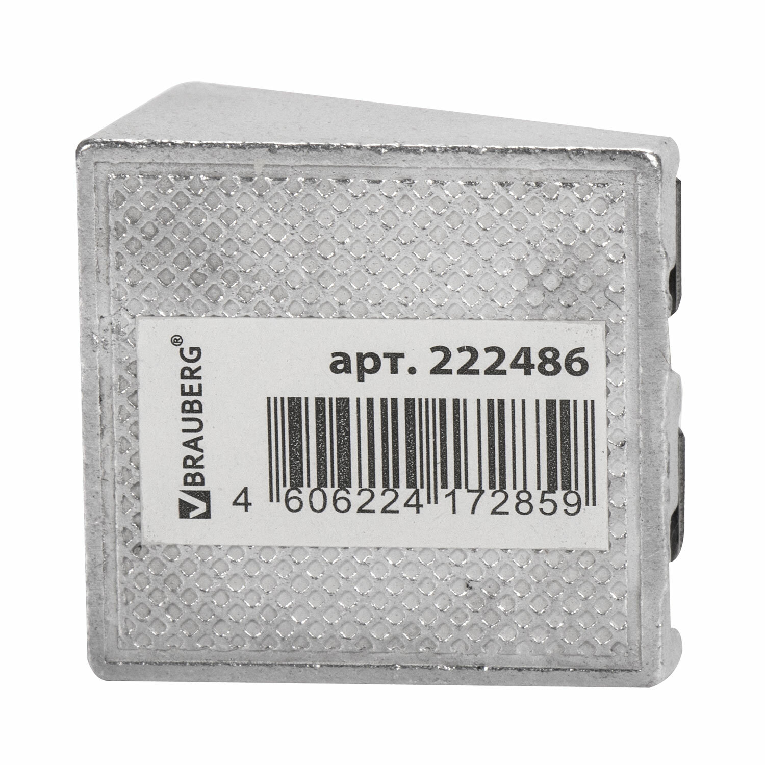 Точилка BRAUBERG "Agent 002", металлическая клиновидная, 2 отверстия, в карт. коробке, 222486
