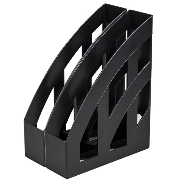 Лоток вертикальный для бумаг КОМПЛЕКТ 2 шт., BRAUBERG "Modern", 245х75х320 мм, черный, 238028 