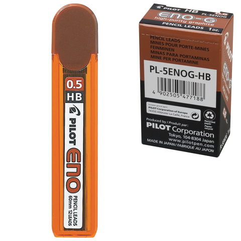 Грифель запасной PILOT PL-5ENOG, HB, полимерный, 0,5 мм, 12 штук 