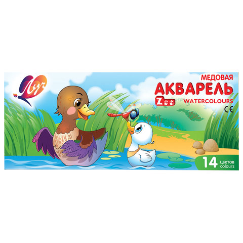 Краски акварельные ЛУЧ "Zoo", 14цв, медовые, картонная коробка, с кистью, 22С1417-08
