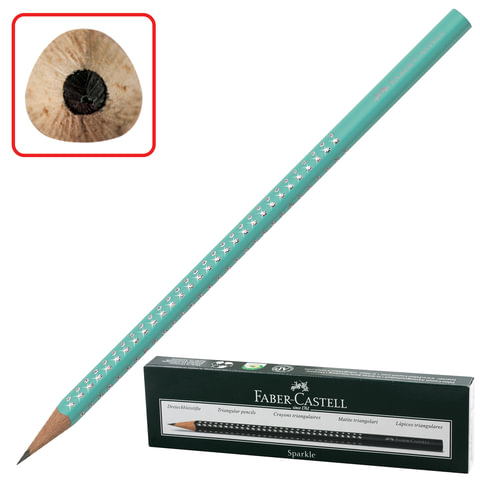 Карандаш чернографитный FABER-CASTELL, 1 шт., "Sparkle Pastel", B, трехгранный, корпус бирюзовый с б