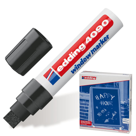 Маркер для окон и стекла EDDING 4-15мм, смываемый, на меловой основе, черный, Е-4090/1