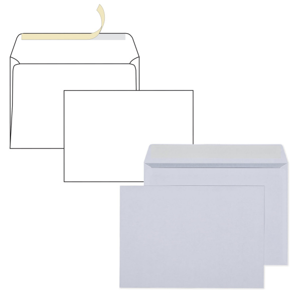 Конверты С5 (162х229мм), отрывная полоса, КОМПЛЕКТ 1000шт, внутренняя запечатка, С5.01С