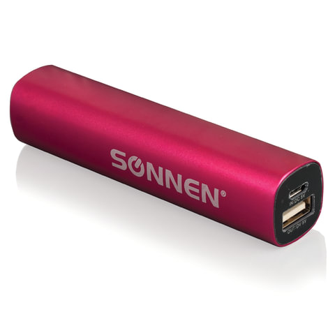 Аккумулятор внешний универсальный SONNEN PB-2200, емкость 2200мАч,  вых.ток. 1А, розовый, 261904