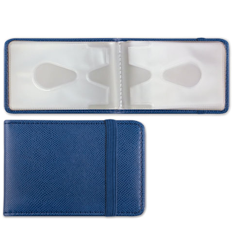 Визитница/кредитница однорядная BRAUBERG "Iguana", под зм.кожу, на 24 карты, застежка, т.син, 232288