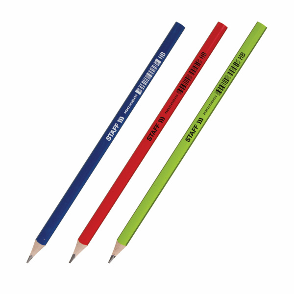 Карандаш чернографитный STAFF "Basic" BLP-743, 1 шт., НВ, пластиковый, корпус ассорти, 181743 