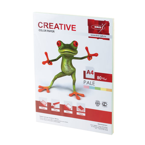 Бумага CREATIVE color (Креатив) А4, 80г/м, 100 л. (5 цв.х20л.) цветная пастель, БПpr-100r, ш/к 40679