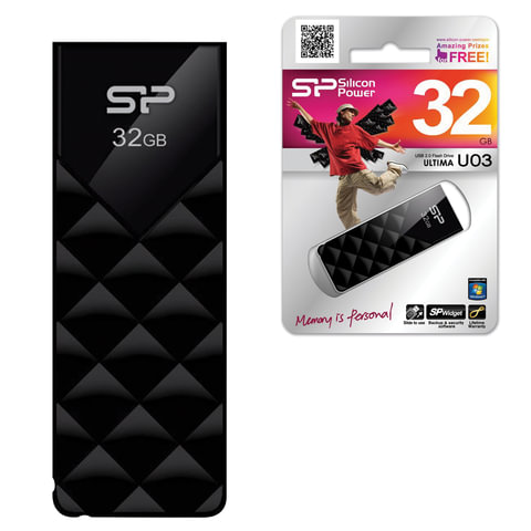 Флэш-диск SILICON POWER 32GB ultima U03 USB 2.0, скорость чтения/записи - 10/5 Мб/сек, ЧЕРНЫЙ
