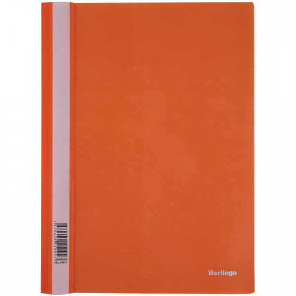Папка-скоросшиватель пластик. Berlingo, А4, 180мкм, оранжевая с прозр. верхом, индив. ШК