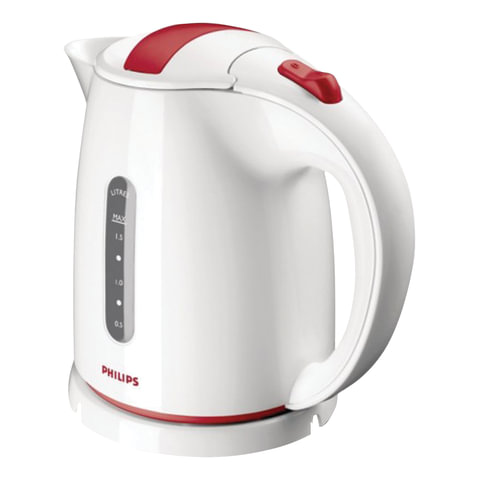 Чайник PHILIPS HD4646/40, закрытый нагр.элемент, объем 1,5л, мощность 2400Вт, пластик, белый с красн