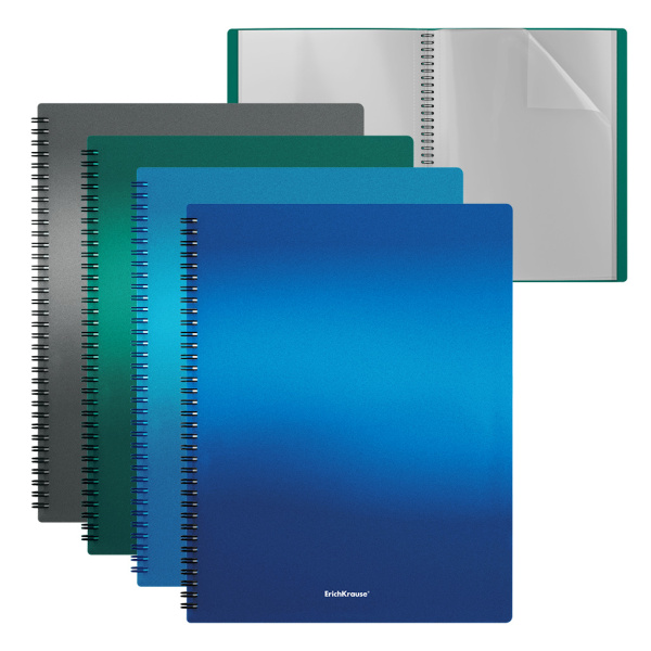 Папка файловая пластиковая на спирали ErichKrause Matt Ice Metallic, c 40 карманами, A4, 49962