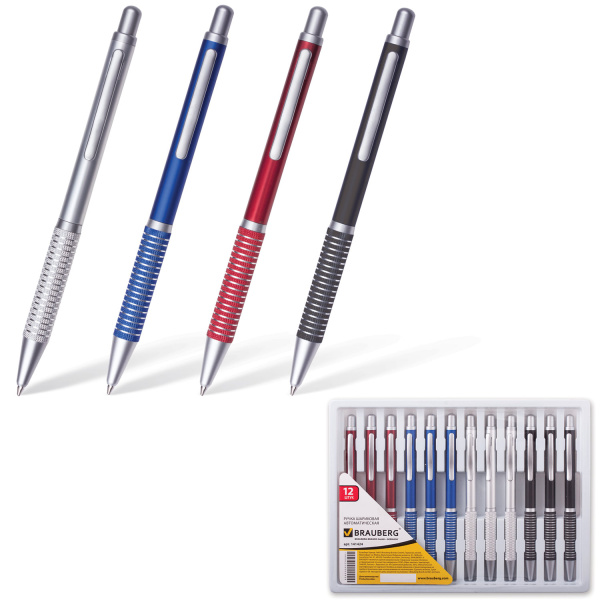 Ручка бизнес-класса шариковая BRAUBERG "Breeze", корпус ассорти, узел 1 мм, линия письма 0,7 мм, син