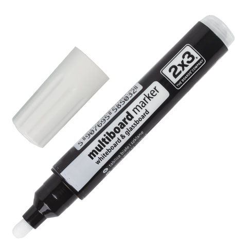 Маркер для цветной доски, круглый наконечник, 2-3 мм, белый, 2х3 ("Дважды три", Польша), AS141Z